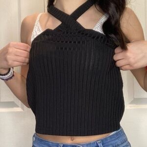 criss cross black crop top